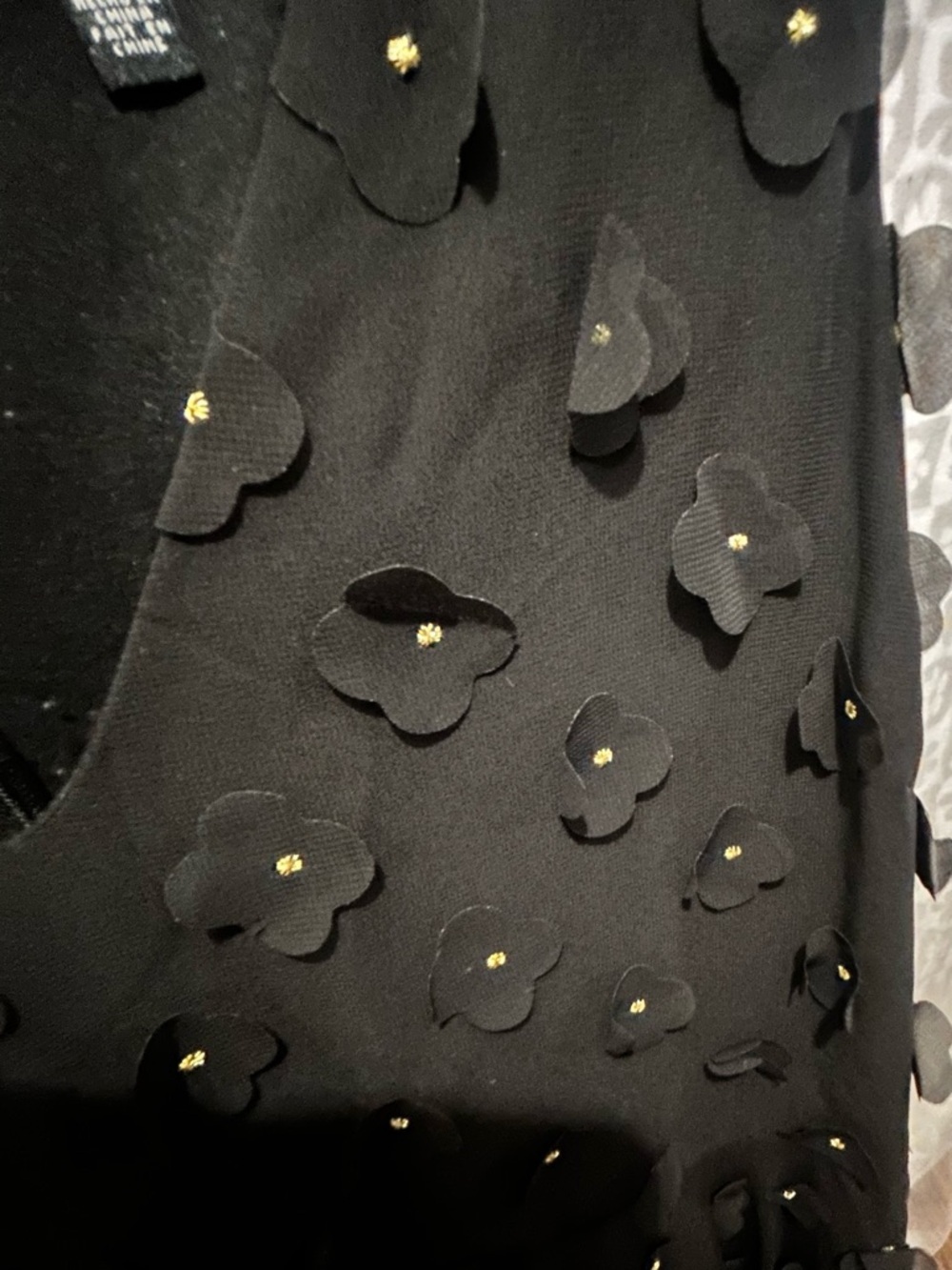 Kensie Black Maxi Skirt with Beaded Petal Accents - Picture 3 of 4